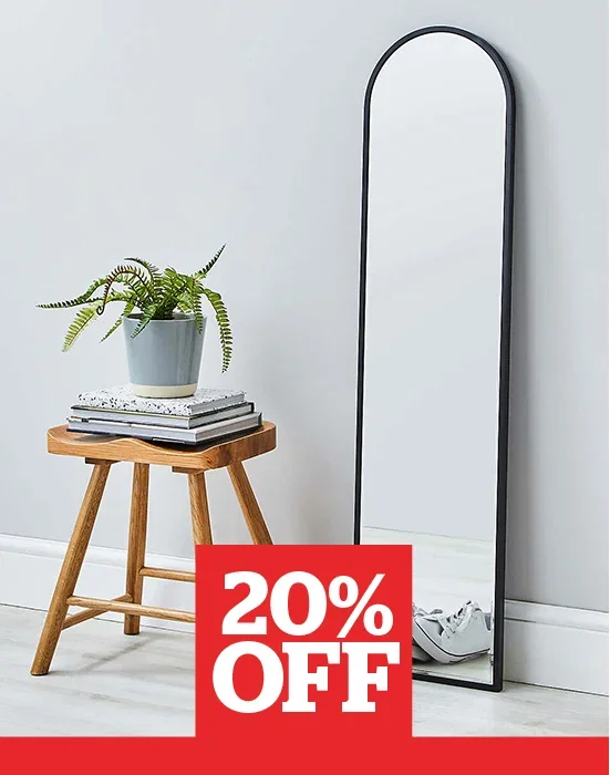 Apartment Narrow Arch Leaner Mirror 120x30cm Black