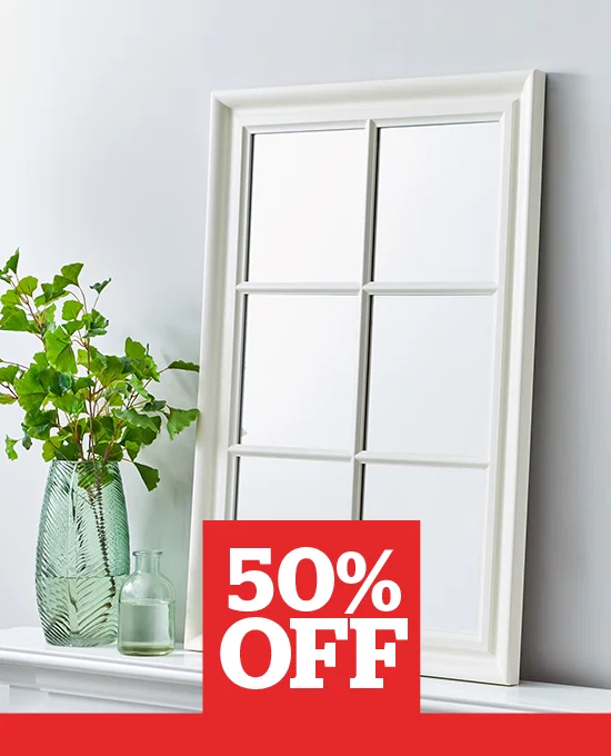 Window Wall Mirror 90x60cm White