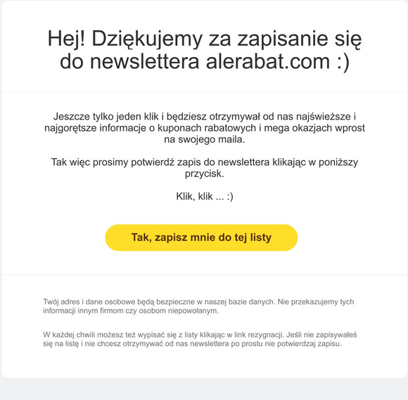 Proba o potwierdzenie zapisu do newslettera