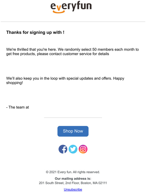 Thanks for signing up with Every fun!