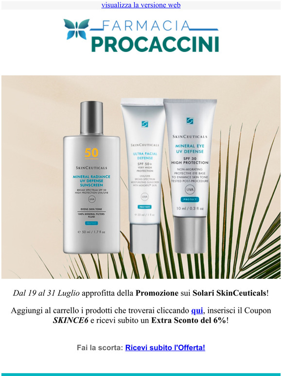 Ricevi un Extra Sconto sui Solari SkinCeuticals!