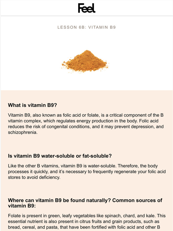 Feel Learn About Vitamin B9 in 5 Minutes with WeAreFeel Milled