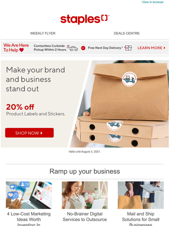 Staples Print & Marketing: 20% off to Ramp Up Your Business - Milled