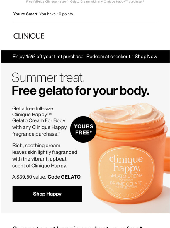 Clinique US & CA Free Gelato Body Cream, anyone?! With purchase. Milled