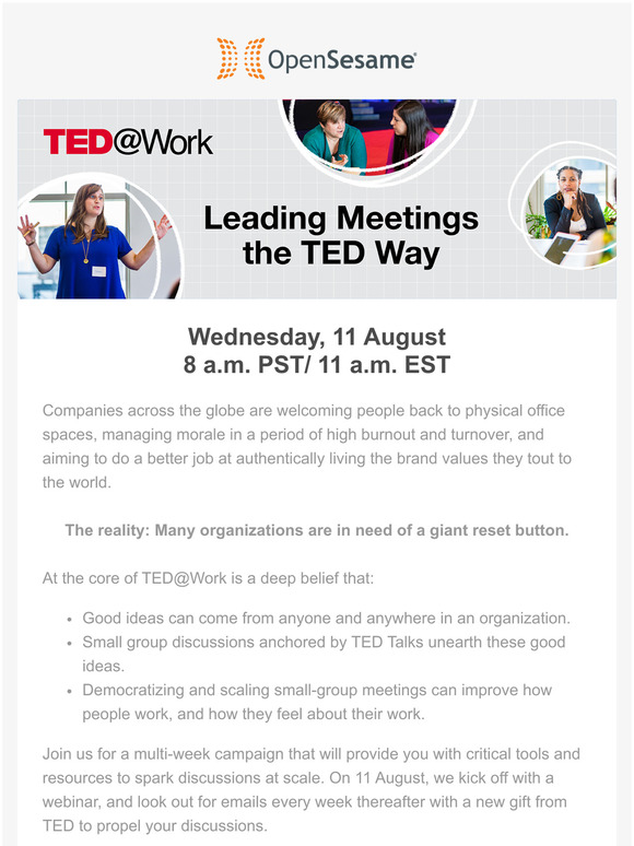 [Webinar] Leading Meetings the TED Way - 11 August