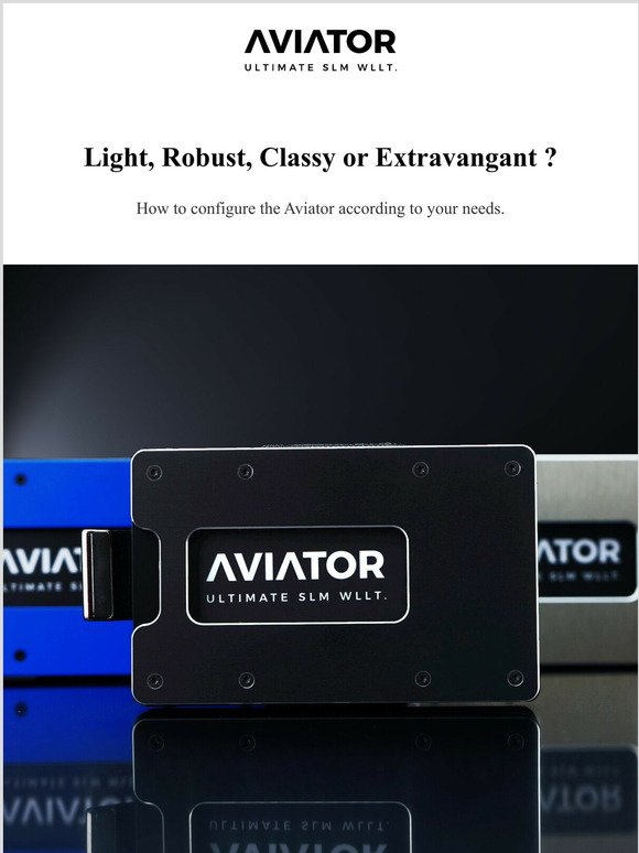 Aviator Wallet: Configure your desired aviator and get a Accessory Kit for  free!