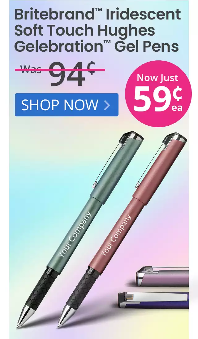 Britebrand™ Iridescent Soft Touch Hughes Gelebration™ Gel Pens for only 59¢ each