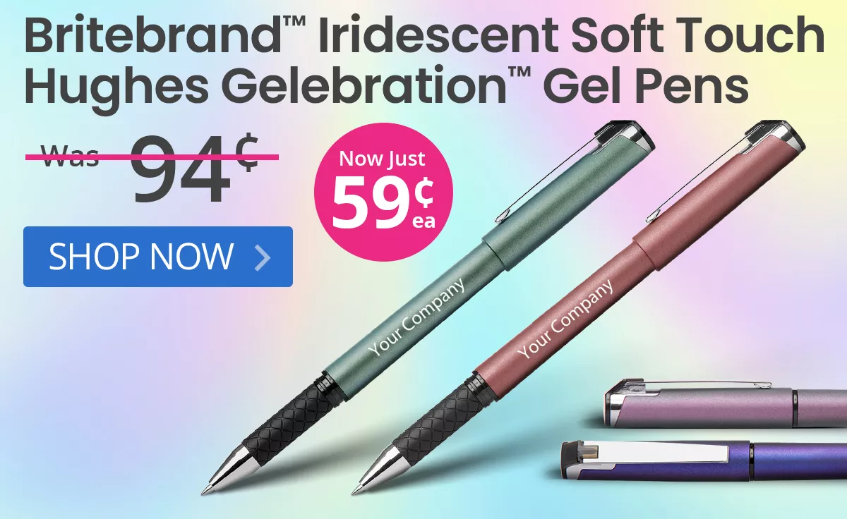 Britebrand™ Iridescent Soft Touch Hughes Gelebration™ Gel Pens for only 59¢ each