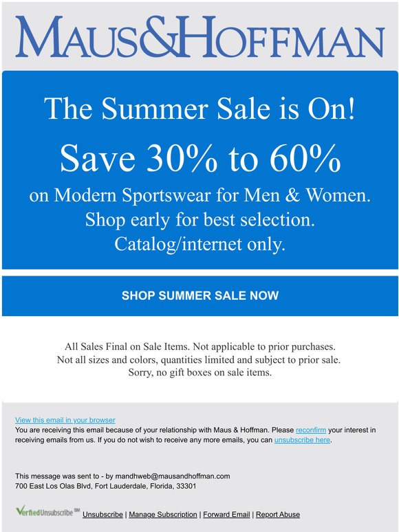 Hovman The Maus & Hoffman Summer Catalog Sale is On! Milled