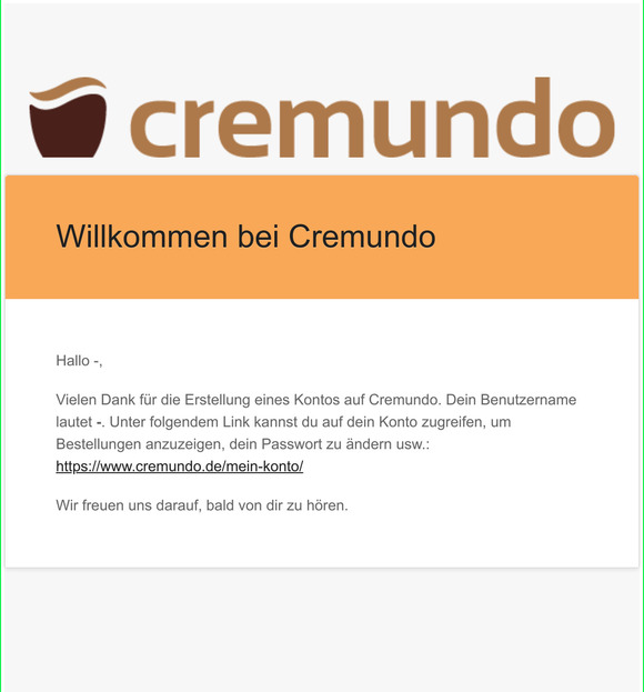 Dein Cremundo Konto wurde erstellt!