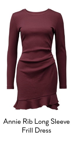 Annie Rib Long Sleeve Frill Dress