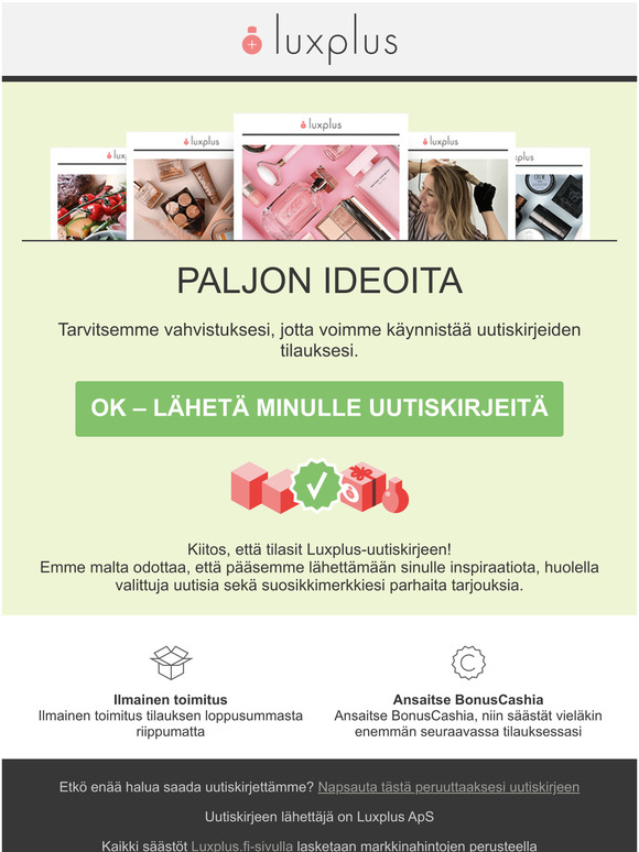 Trke! Vahvista uutiskirjeen tilaaminen