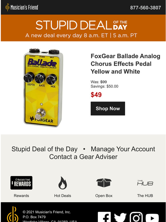 Guitar Center Stupid Deal Of The Day Musician's Friend: Stupid Deal of the Day now available! | Milled