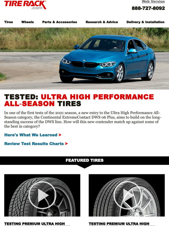 Tire Rack Tested Ultra High Performance AllSeason Tires Milled