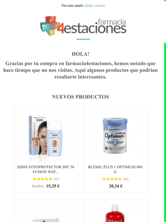 Nuevos productos y destacados en farmacia4estaciones