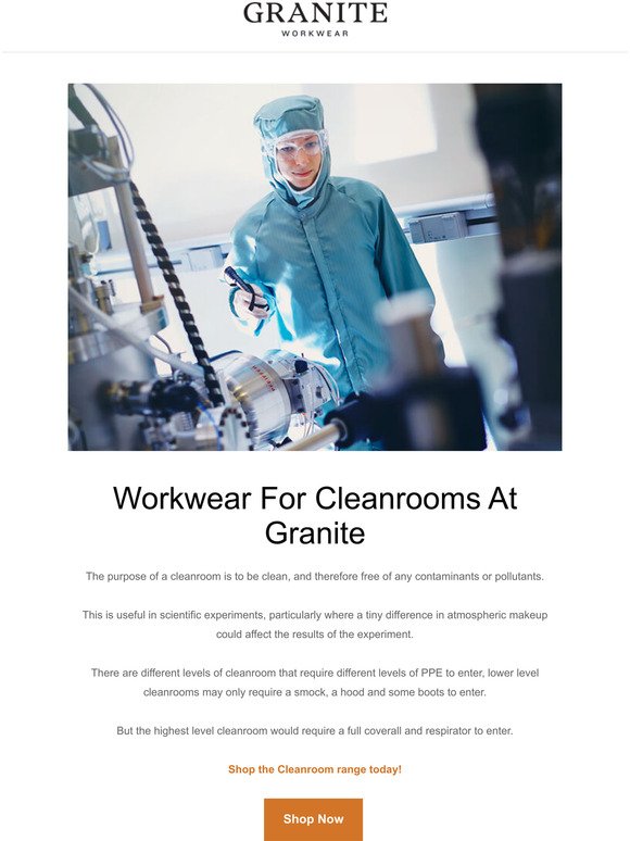 Get Workwear For Cleanrooms At Granite Workwear Today!