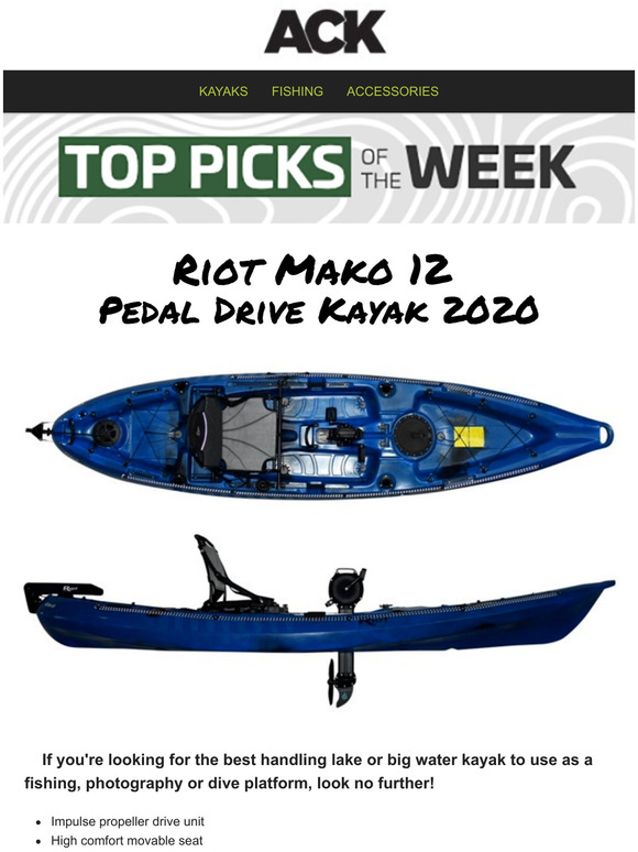 Austin Kayak Riot Mako 12 Pedal Drive Kayak // Lightest & Simplest