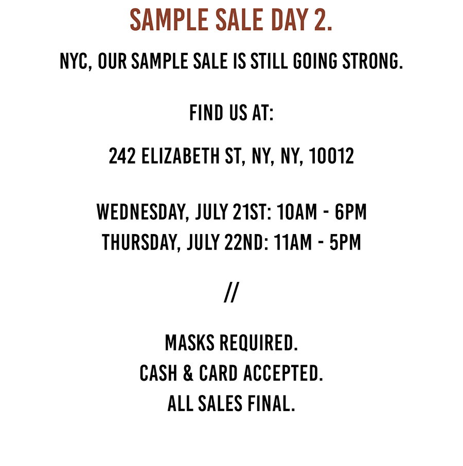 260 Sample Sale - The @markcross Sample Sale opens