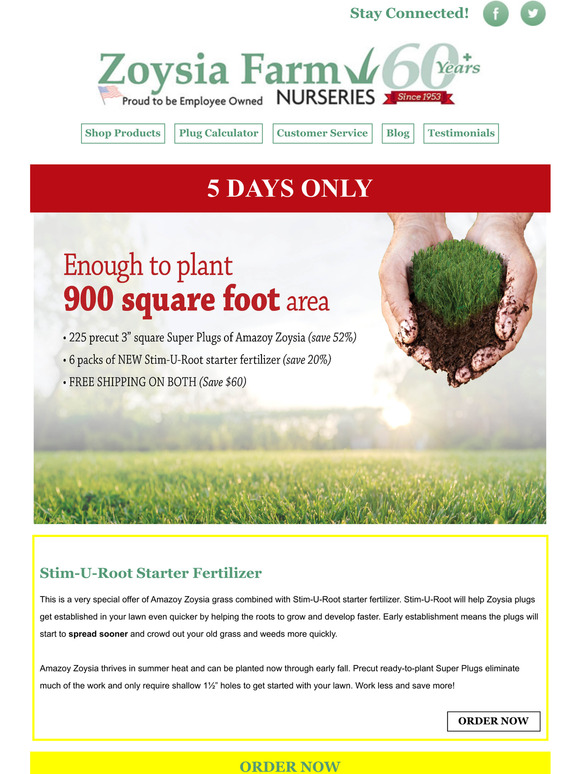 Zoysia Farm Nurseries Free Shipping on Our Special Starter Pack! Milled