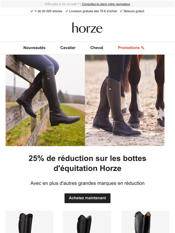 25% de rduction sur les bottes d'quitation Horze et autres grandes marques