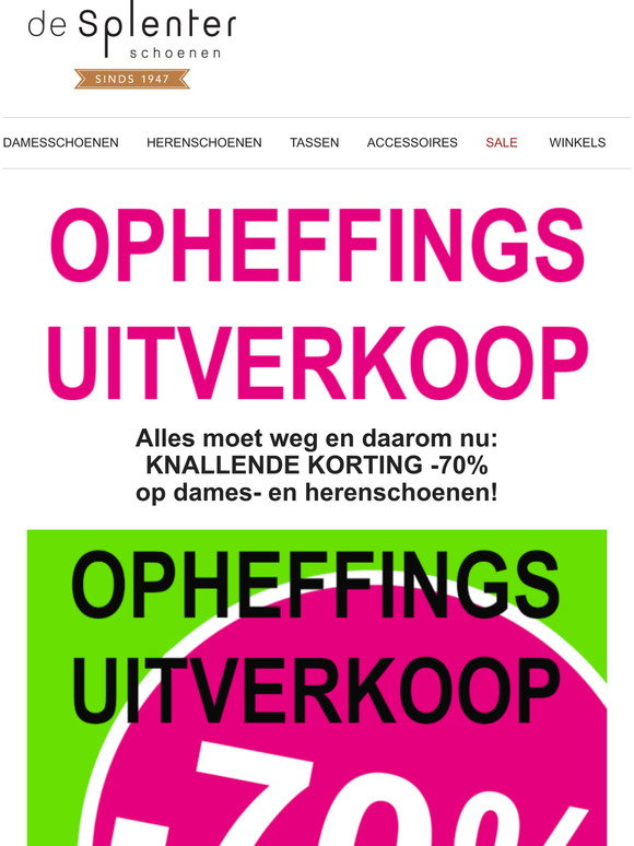desplenterschoenen.nl: OPHEFFINGSUITVERKOOP | De Splenter Schoenen stopt |  Korting -50% of -70% | Milled