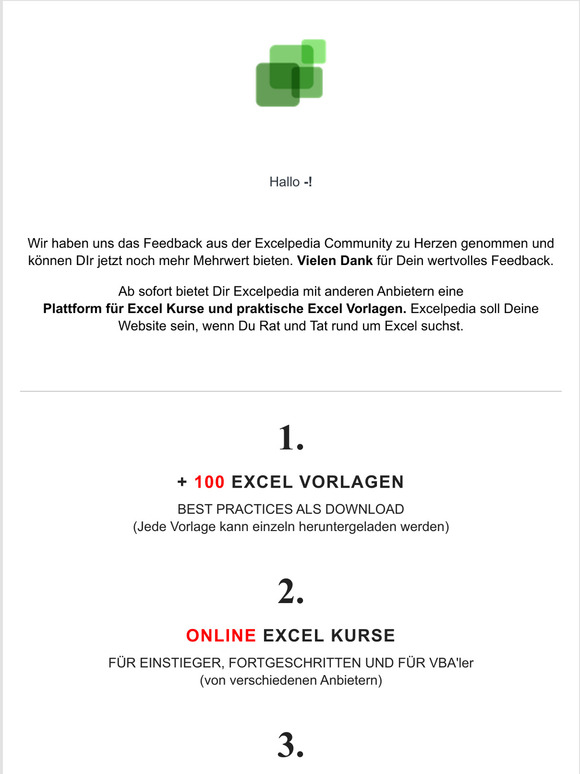 Website Relaunch & mehr Excel Angebot