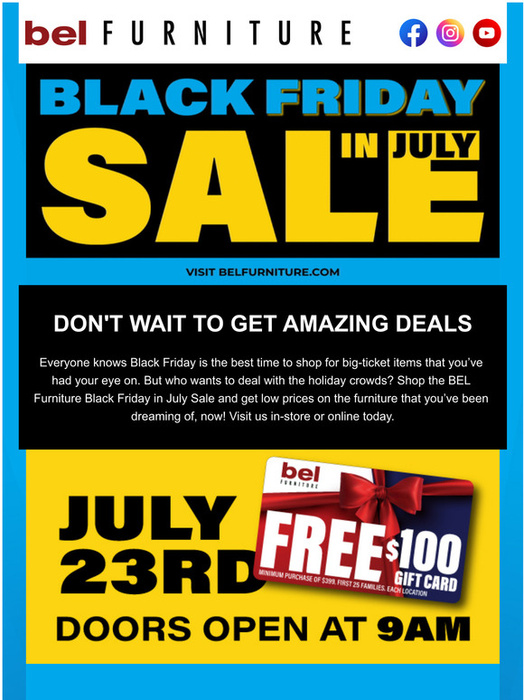 Bel Furniture Black Friday In July Starts Tomorrow Milled