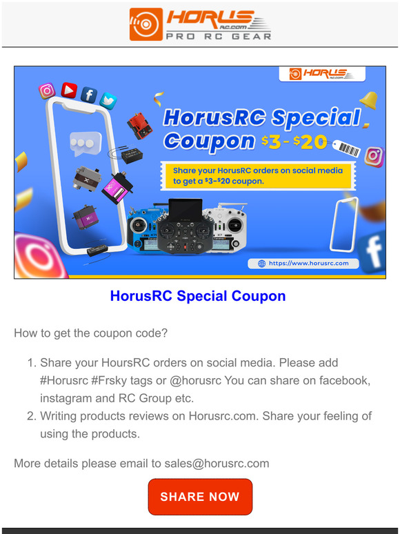 [Special Coupon] Share your HorusRC orders to get special coupon $3-$20, check now >>>>>>>