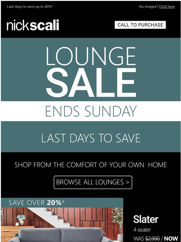 Nick Scali Online Lounge Sale ENDS SUNDAY Milled