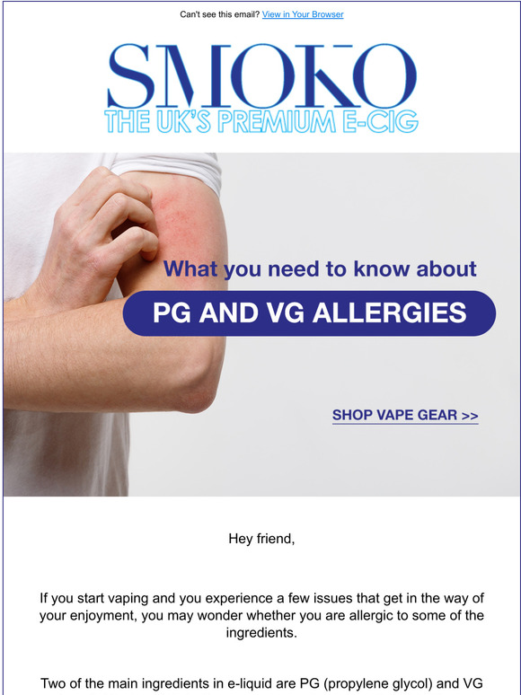 Smoko PG and VG allergies the vapers guide Milled