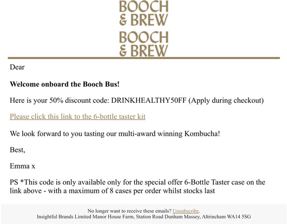 Your 50% Code for Booch & Brew Kombucha