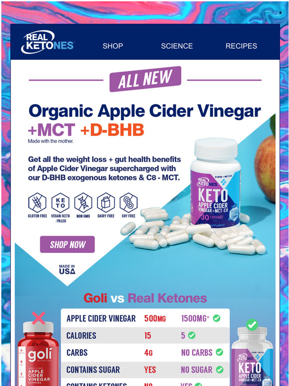 Real Ketones ALL NEW! Apple Cider Vinegar + Ketones & MCT! Milled