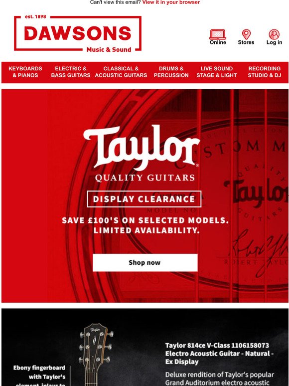 Save BIG on Taylor Ex Display Sale