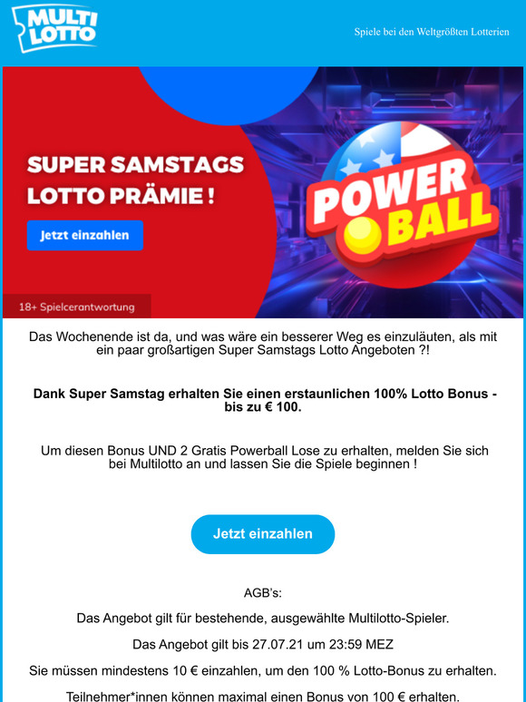 Super Samstags Lotto Angebote fr Sie !
