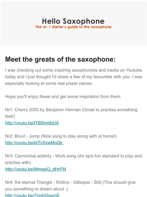 Some saxophone power-tunes to inspire you!