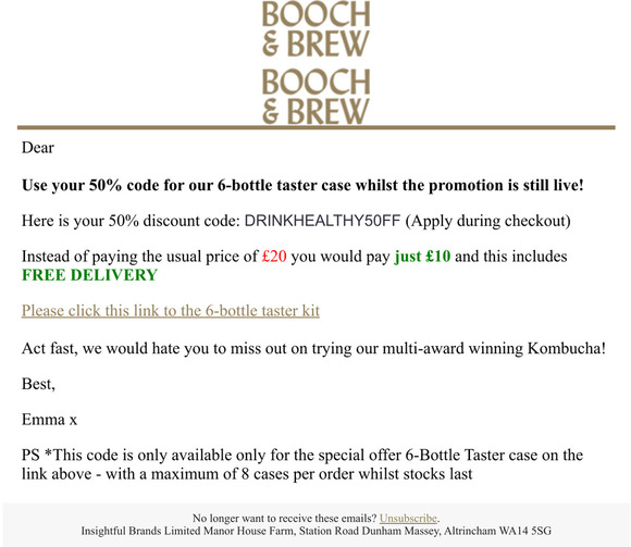 Get 50% Off Booch & Brew Kombucha Before it Ends