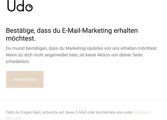 Besttige, dass du E-Mail-Marketing erhalten mchtest.