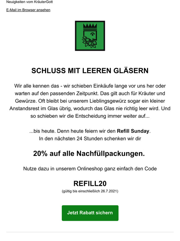 Refill Sunday - 20% auf alle Nachfllpackungen