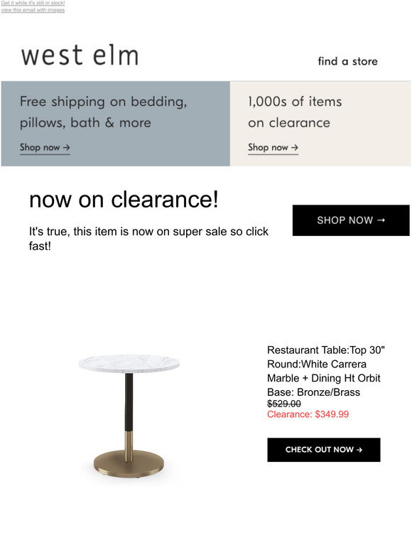West Elm: CLEARANCE: Our White Marble Round Bistro Table - Orbit Base ...