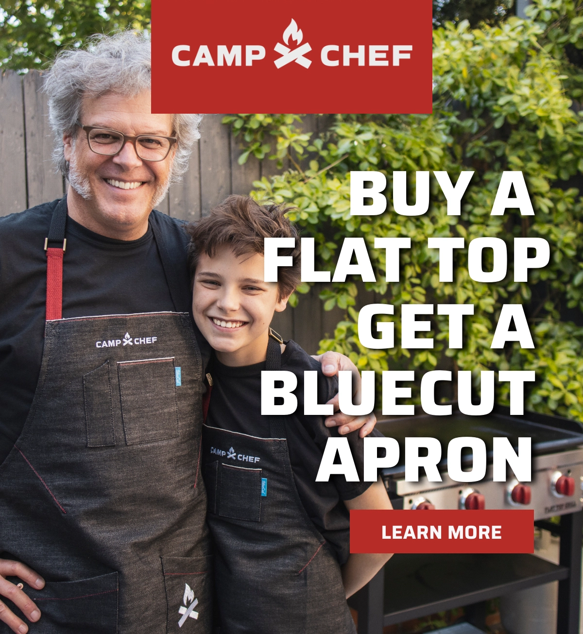 Camp Chef Free BlueCut Apron With A Flat Top Grill Milled