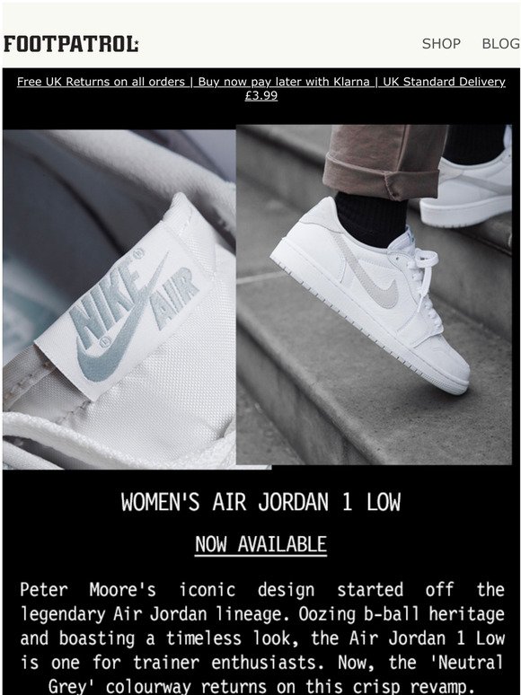 nødsituation i live Søjle Footpatrol FR: The Air Jordan 1 Low 'Neutral Grey' returns | Milled