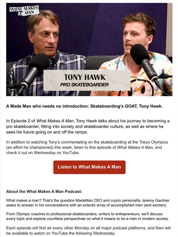 Tony Hawk x MadeMan Podcast