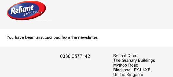 Newsletter unsubscription success