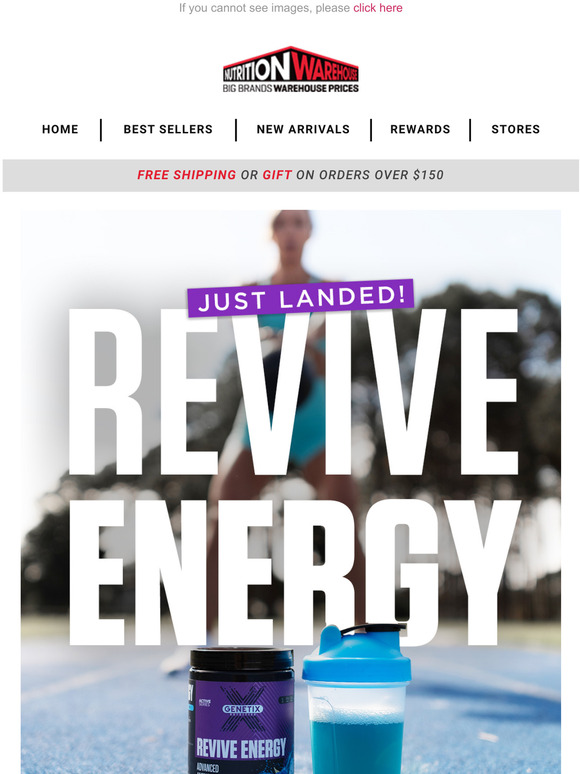 Nutrition Warehouse Just Landed! Charge Your Day With Revive Energy