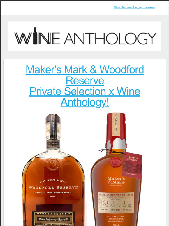 Wine Anthology Free shipping on custom bourbons from Maker's Mark & Woodford Reserve! Milled