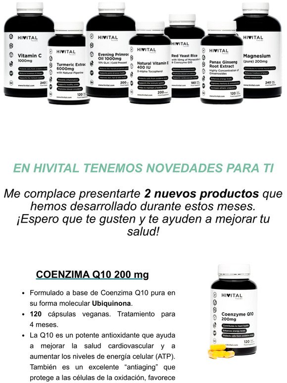 Coenzima Q10 200 mg y Potasio 1000 mg