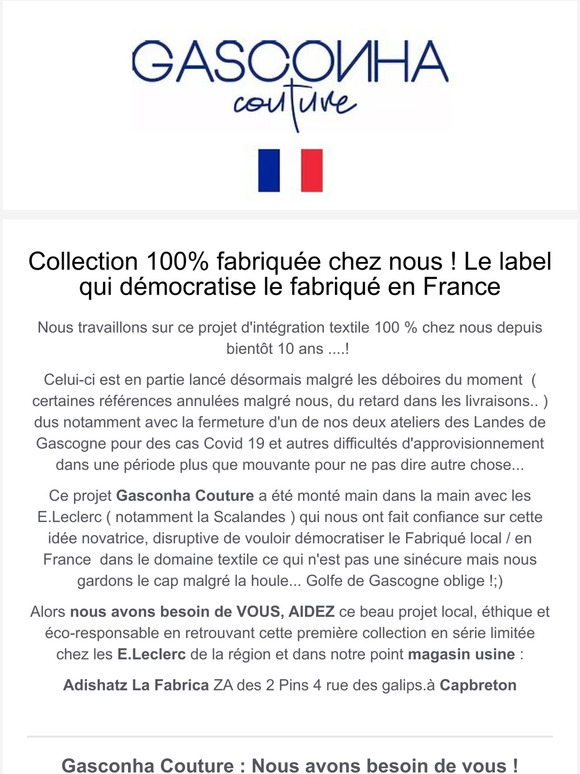 Gasconha Couture le projet textile  local, thique & co-responsable d' Adishatz