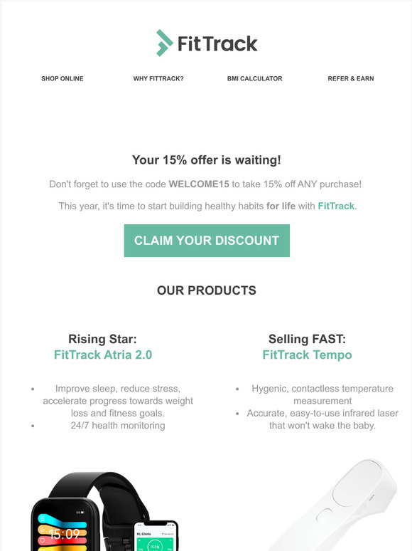 Fittrack Dara Smart Body BMI Digital Scale -White for sale online