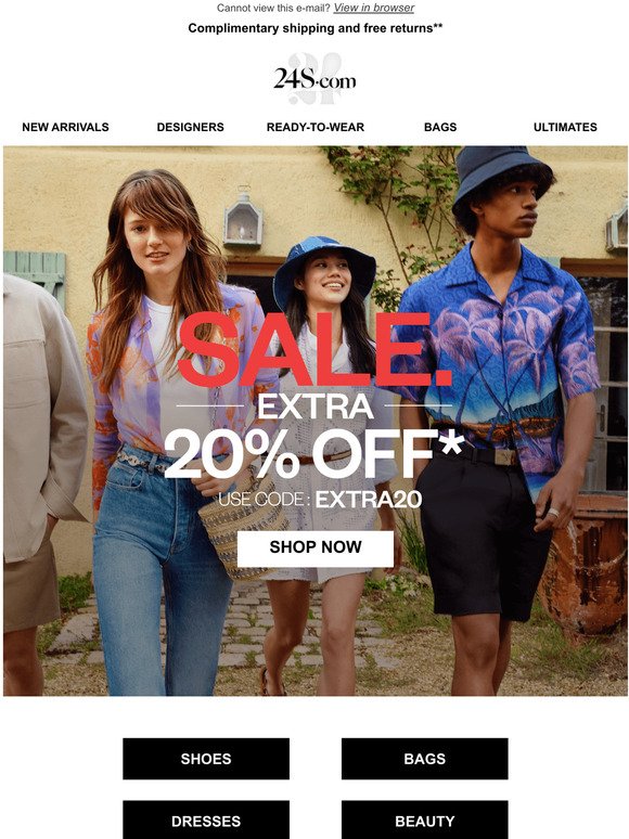 CLEARANCE now on: Extra 20% off Sale