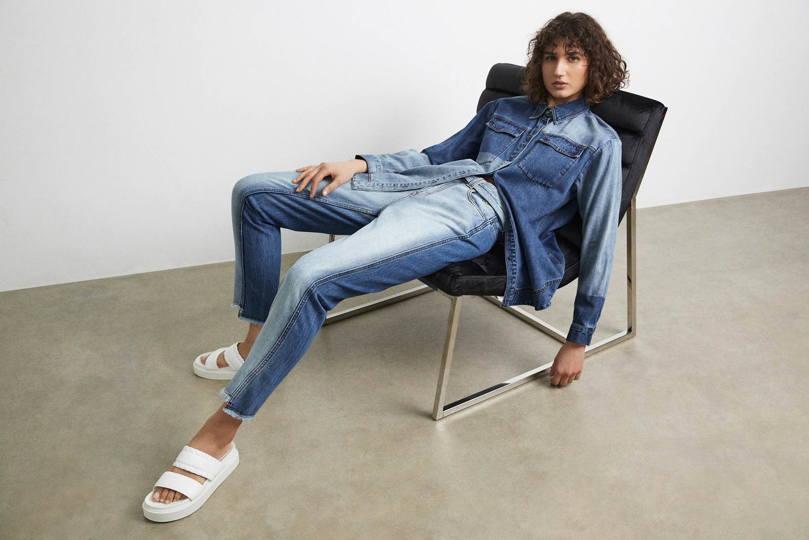 white christmas dresses Ray Denim Midi Dress-SEA SPRAY WASH / 4